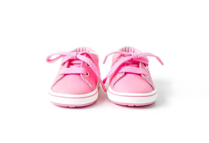 Trendy Pink Baby Sneakers for Girls Isolated on White